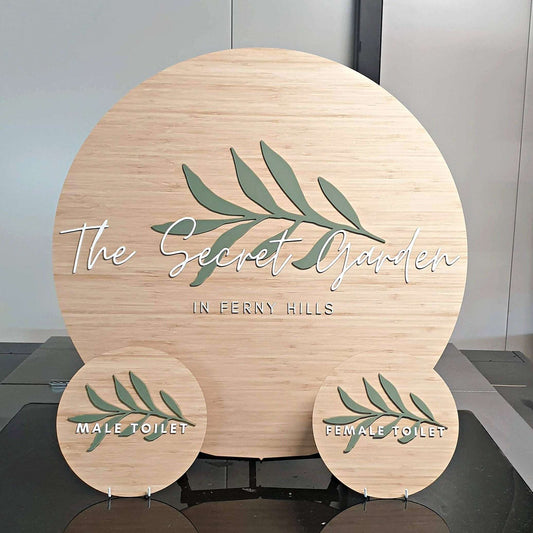 Round Business Signage - Bamboo FAME-ily Art
