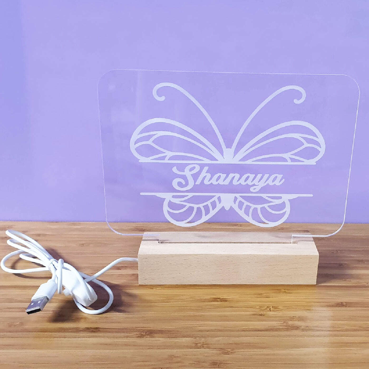 LED Light Up Rectangle Base - Single Name with Artwork FAME-ily Art