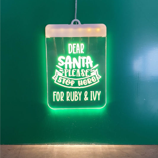 Personalised Santa Stop Here Light Up