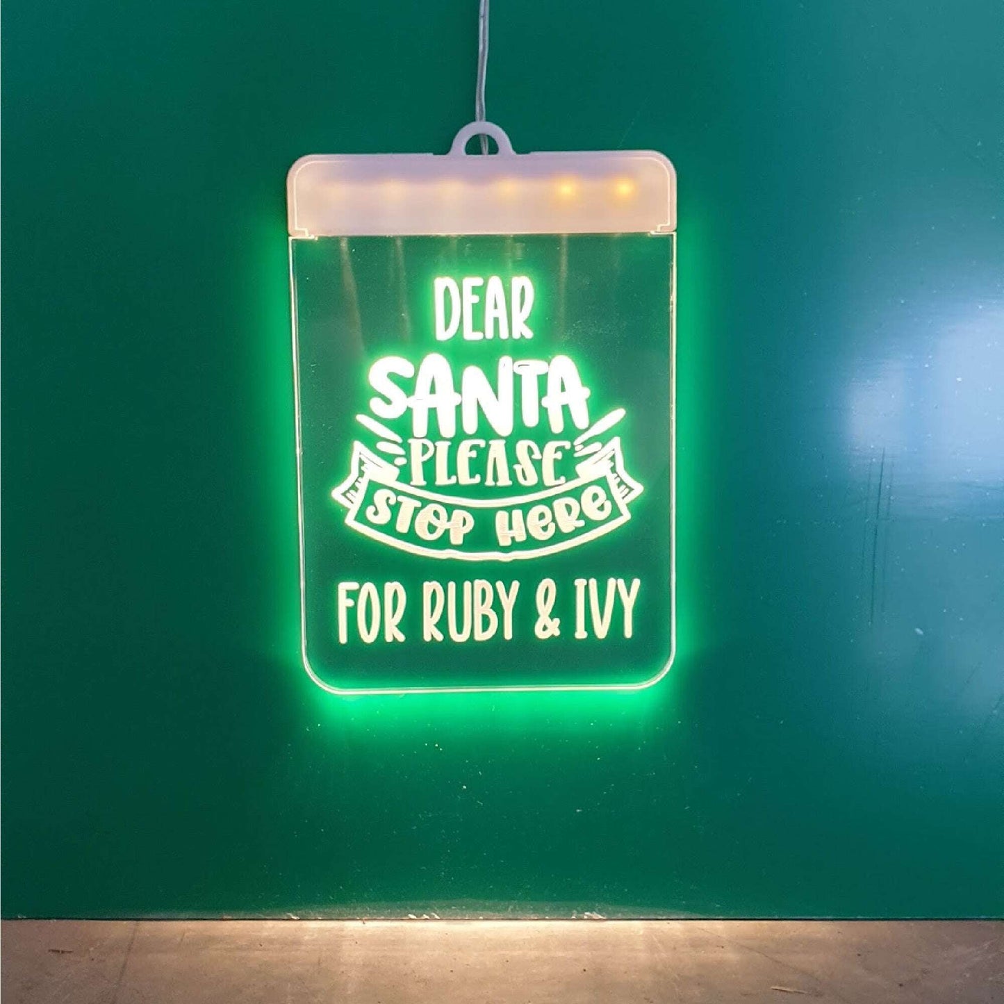 Personalised Santa Stop Here Light Up FAME-ily Art
