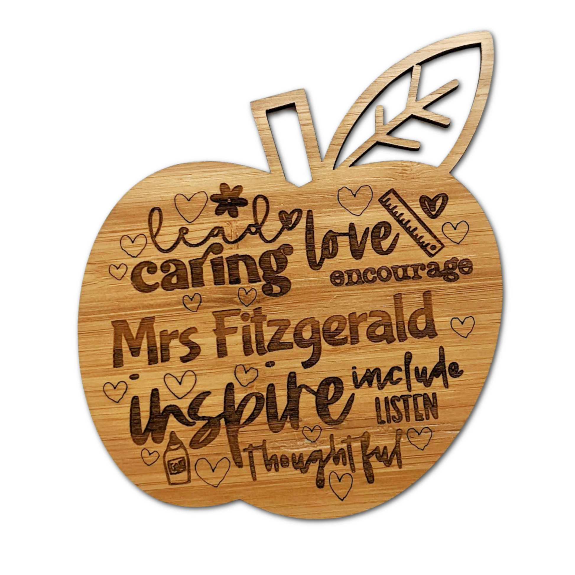 Personalised Teachers Apple Coaster with Gift Tag FAME-ily Art
