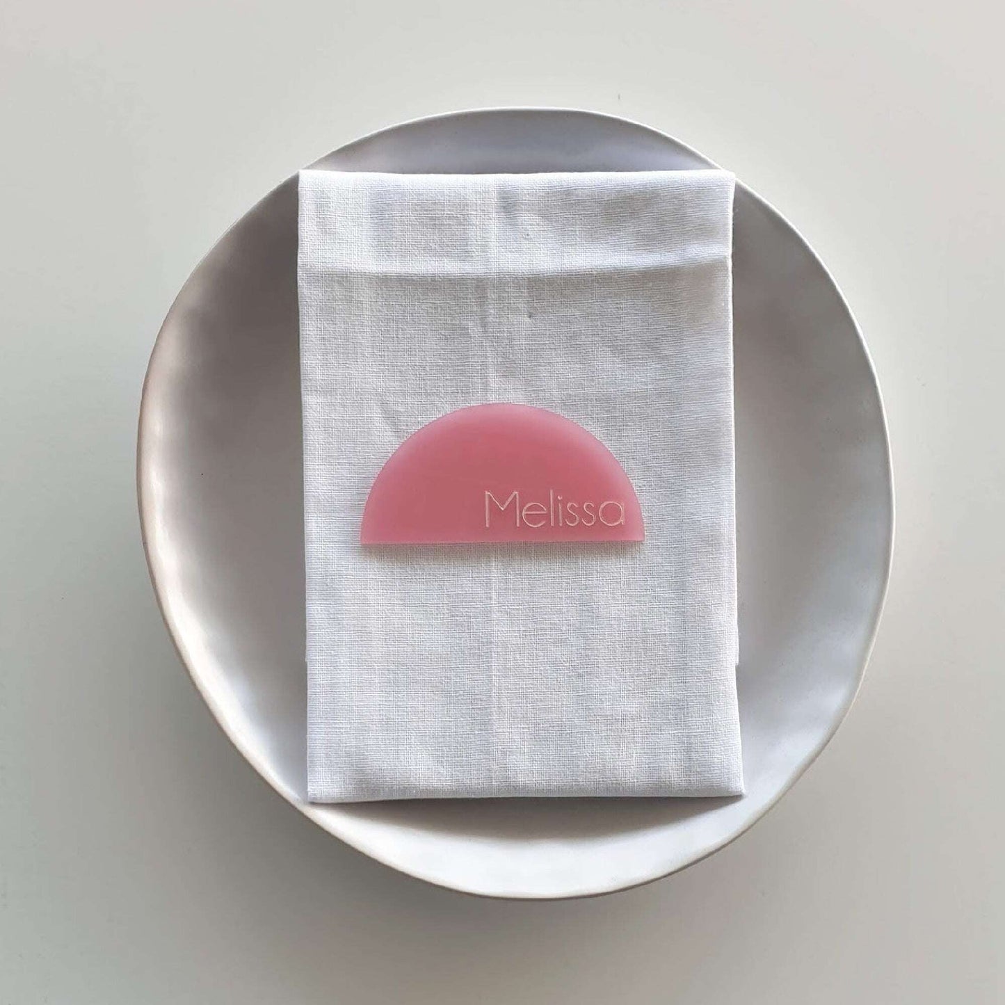 Half Moon Place Card Names - Minimum Order 20 Names FAME-ily Art