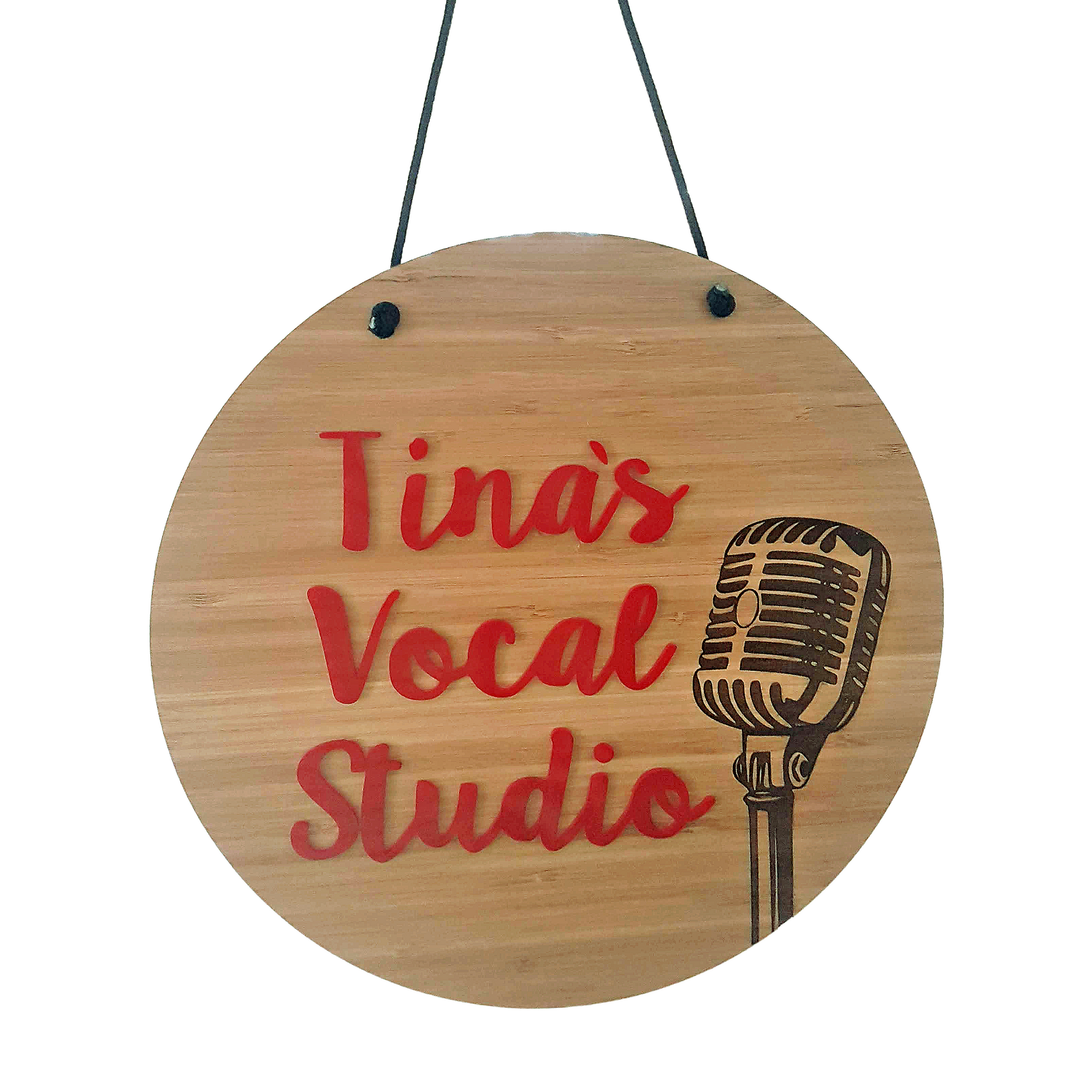 Bamboo Engraved and Acrylic Business Sign FAME-ily Art