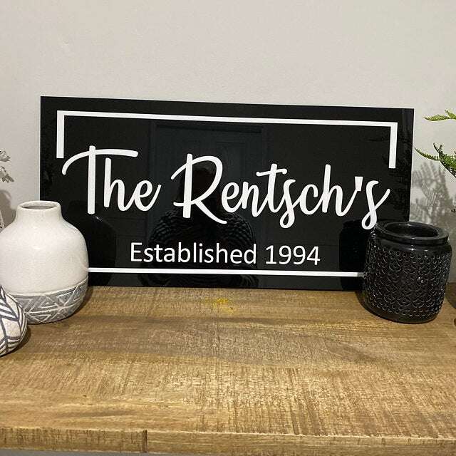 Surname Sign Black Backing