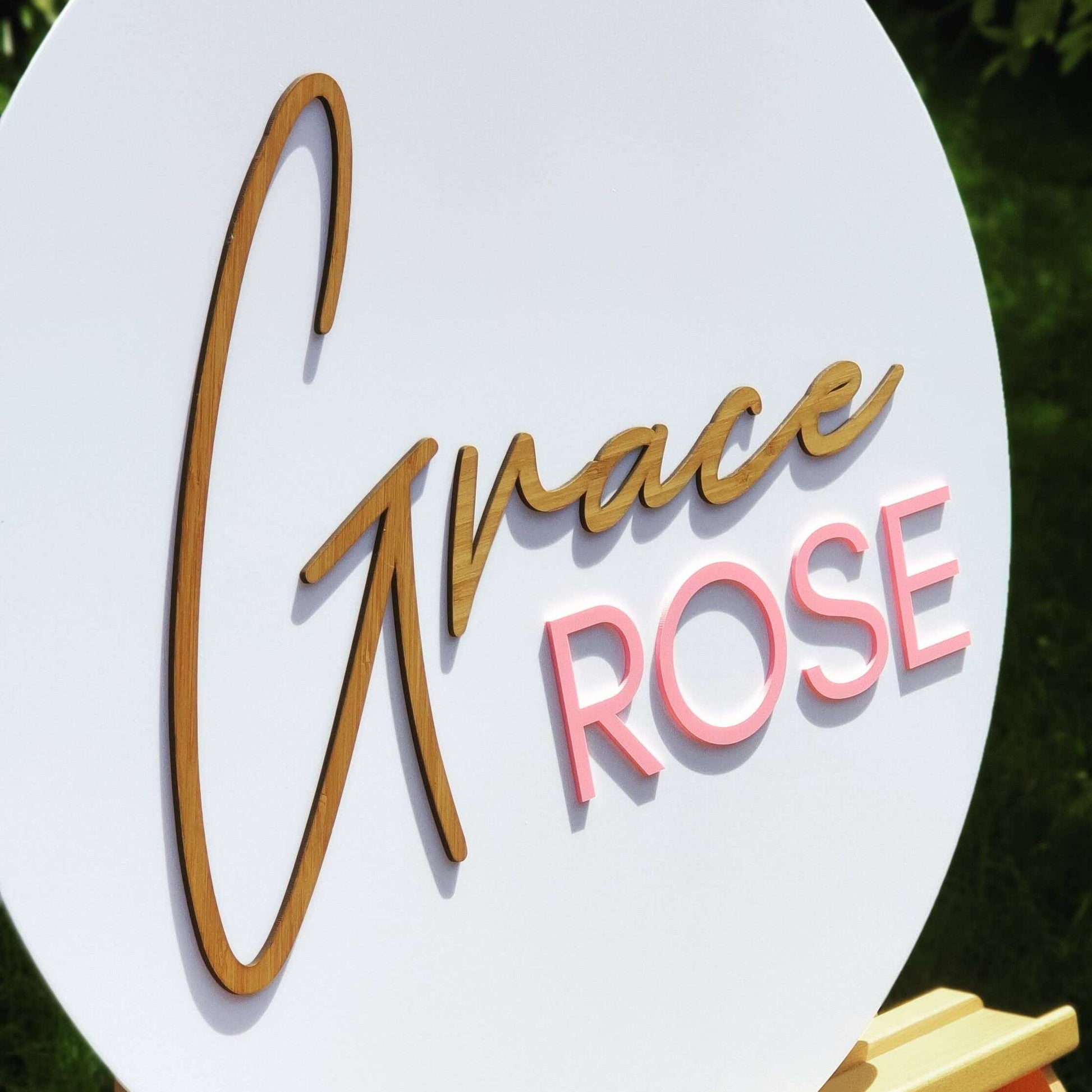 Round Two Name Plaque - Script & Capital FAME-ily Art