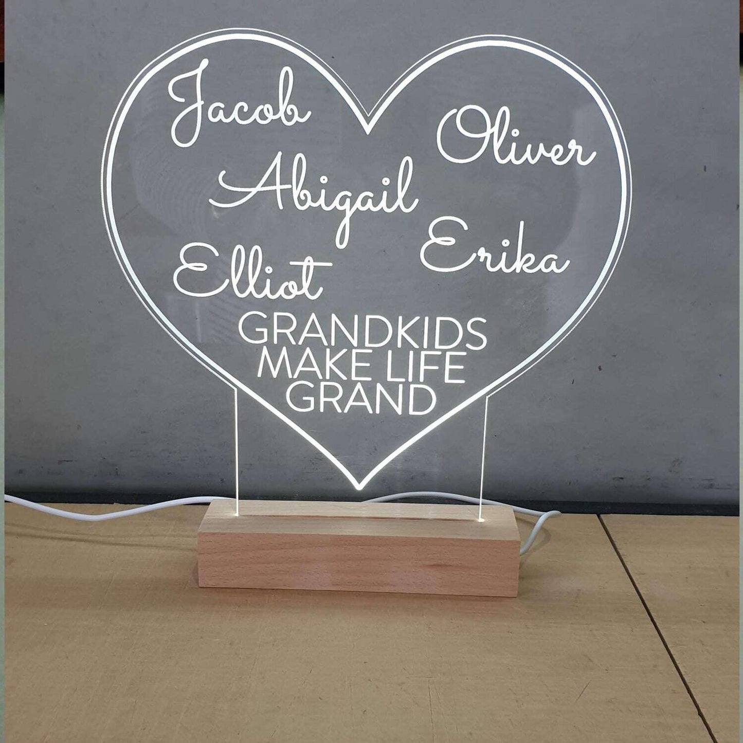 LED Heart Shape Grandparent FAME-ily Art