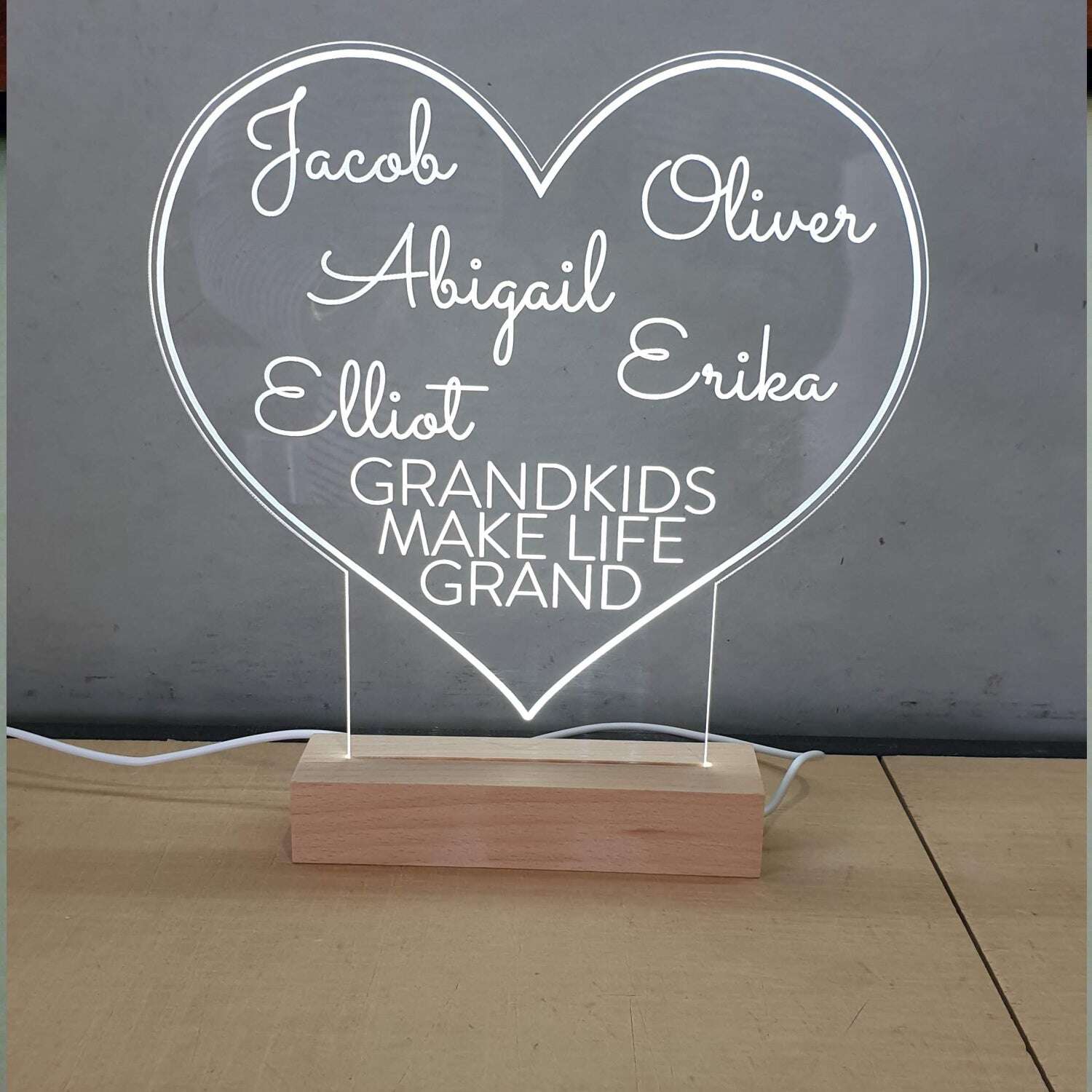 LED Heart Shape Grandparent FAME-ily Art