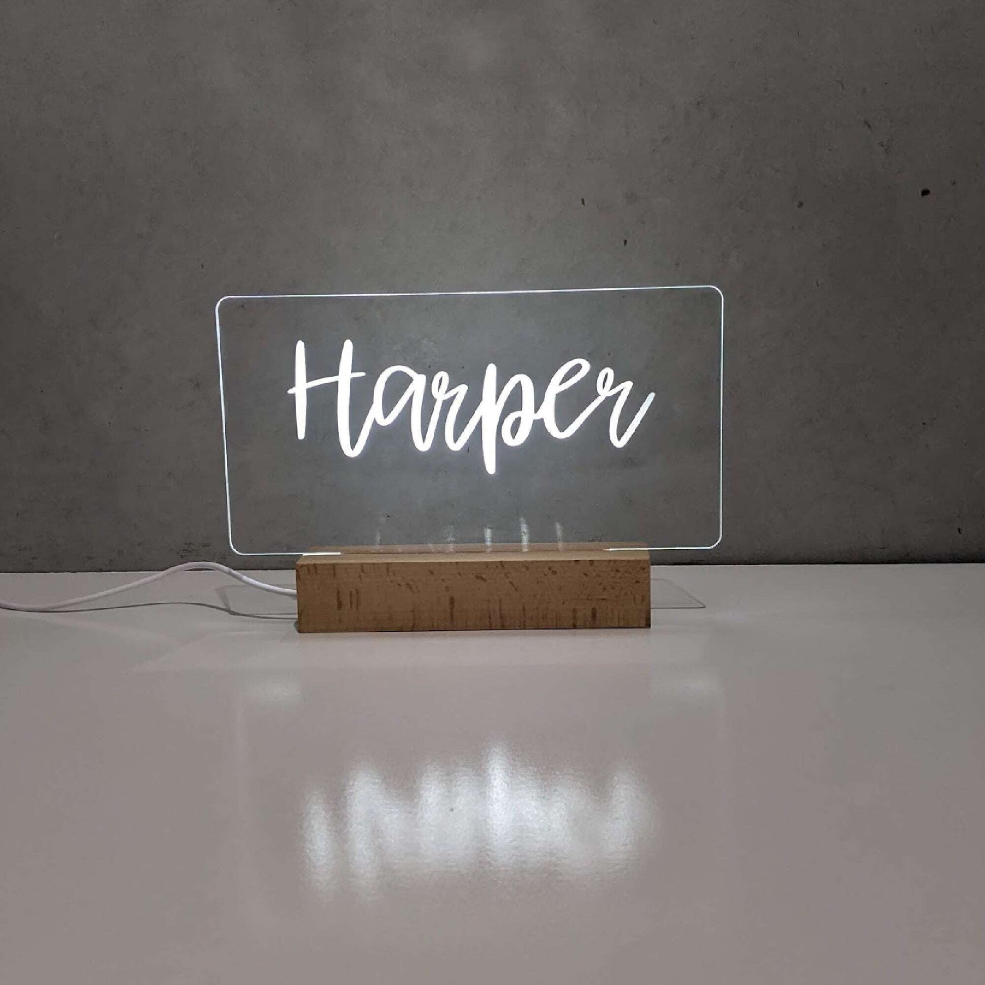 LED Light Up Wooden Rectangle Base - Single Name FAME-ily Art