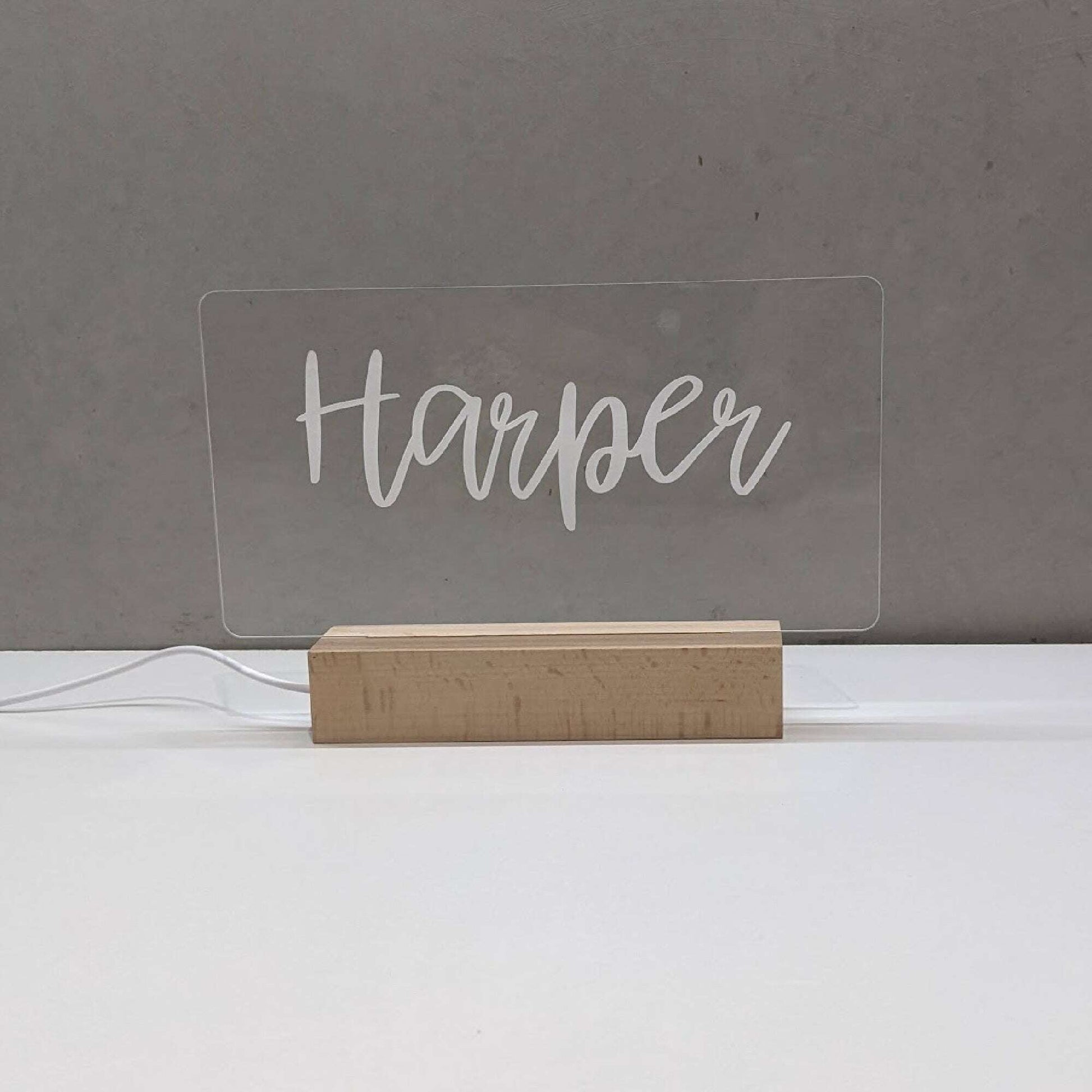 LED Light Up Wooden Rectangle Base - Single Name FAME-ily Art