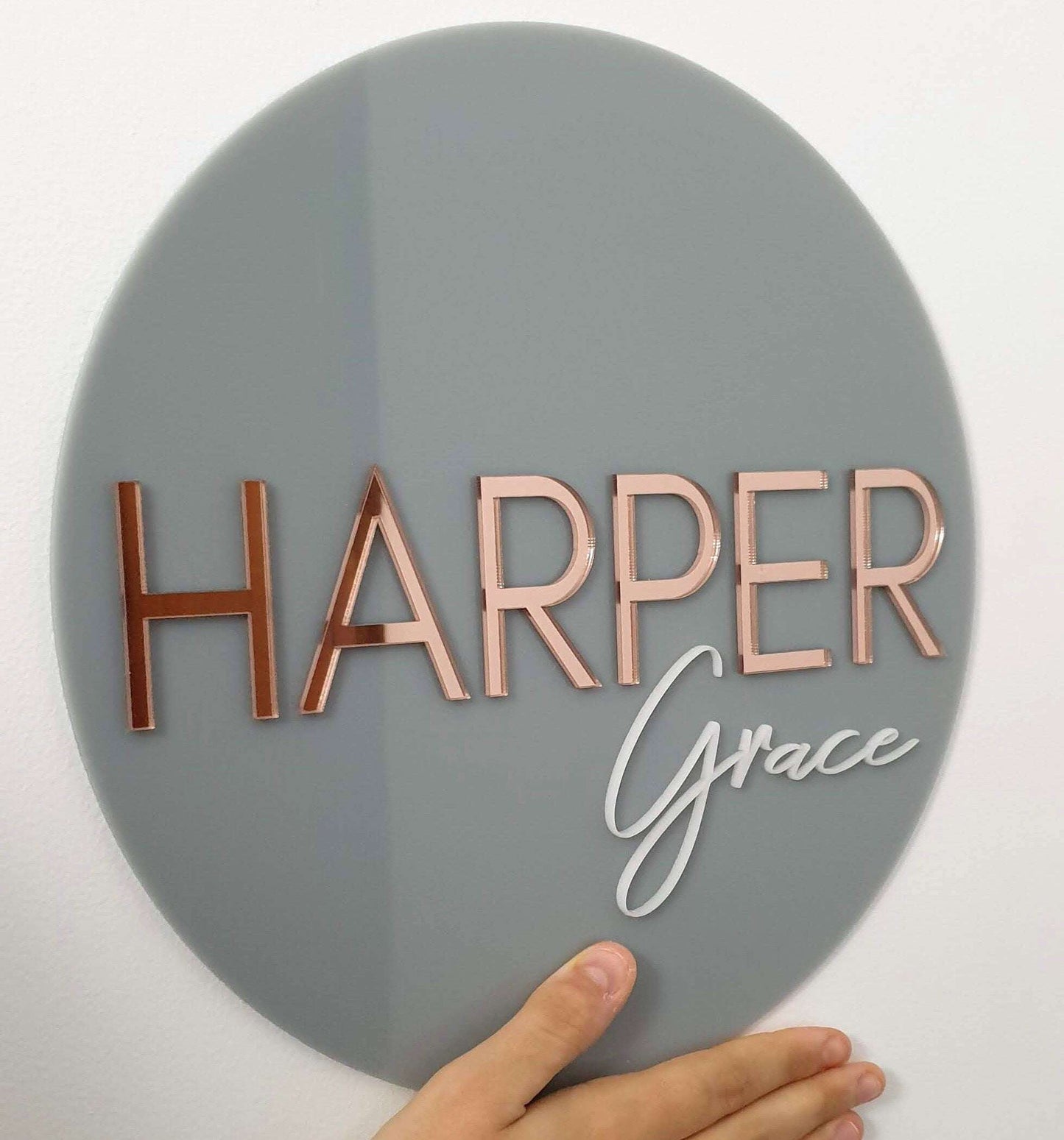 Round Two Name Plaque - Capital & Script FAME-ily Art