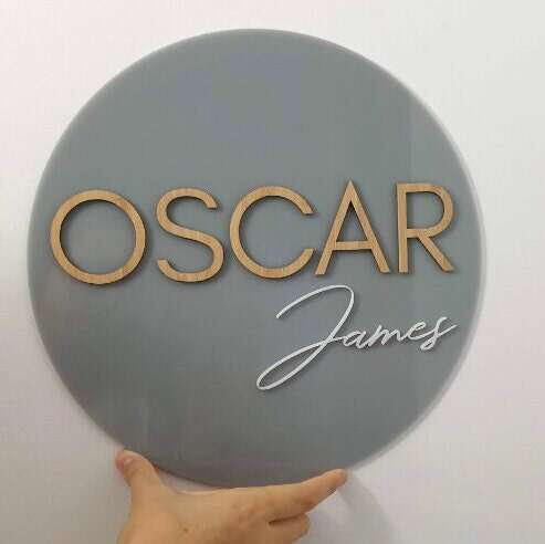 Round Two Name Plaque - Capital & Script FAME-ily Art