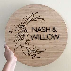 Bamboo Engraved and Acrylic Business Sign FAME-ily Art