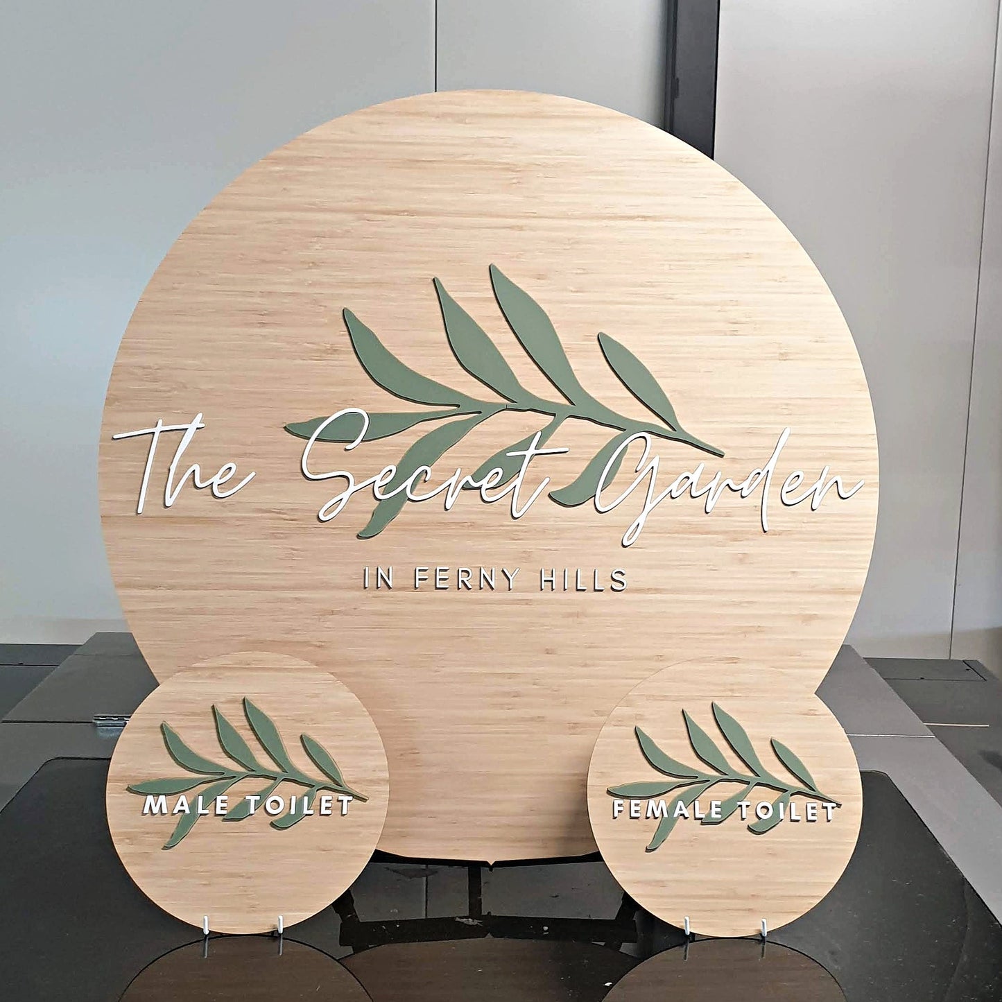 Round Business Signage - Bamboo