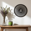 Om wall art panel mounted on wall, matte acrylic finish, 3D rendered mockup, alternate design
