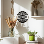 Om wall art panel mounted on wall, matte acrylic finish, 3D rendered mockup, alternate design