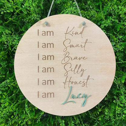 I am Round Name Plaque FAME-ily Art
