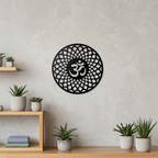 Om wall art panel mounted on wall, matte acrylic finish, 3D rendered mockup, alternate design