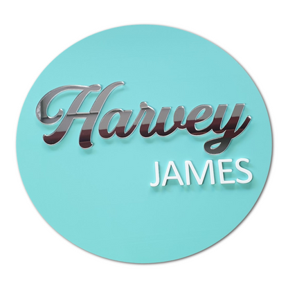 Round Two Name Plaque - Script & Capital FAME-ily Art