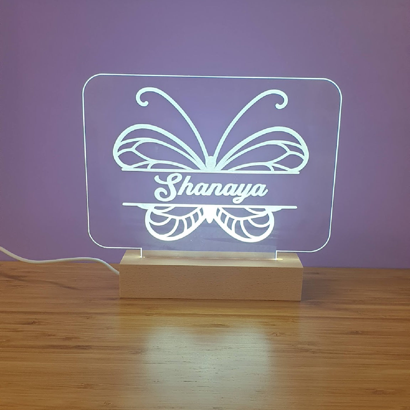 LED Light Up Rectangle Base - Single Name with Artwork
