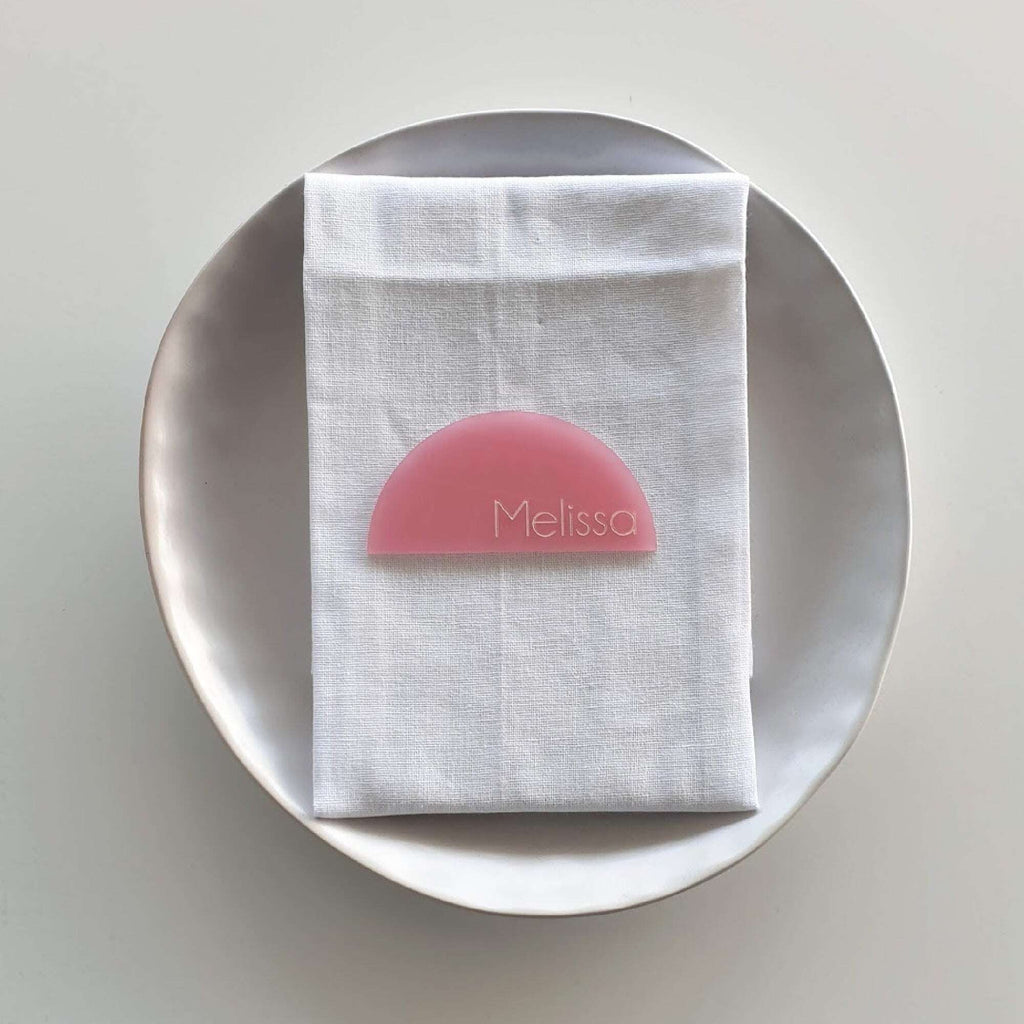 Half Moon Place Card Names - Minimum Order 20 Names