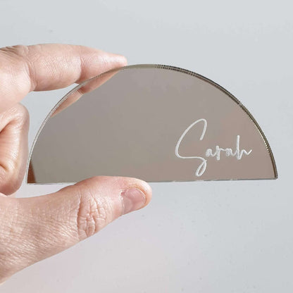Half Moon Place Card Names - Minimum Order 20 Names FAME-ily Art