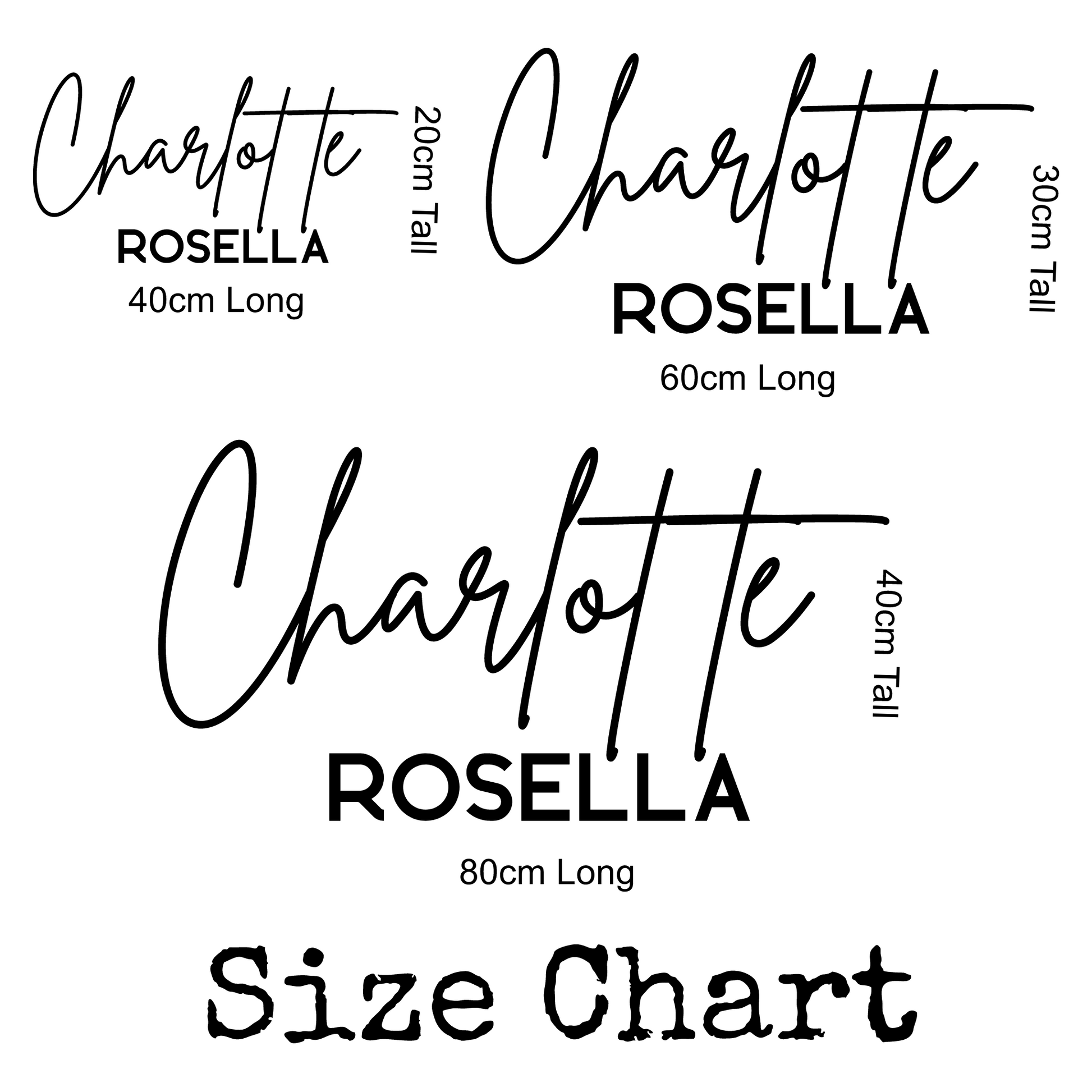 Personalised Name Plaque Size Chart