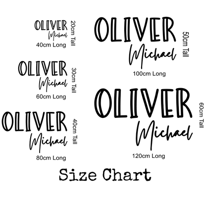Name Plaque Size Chart