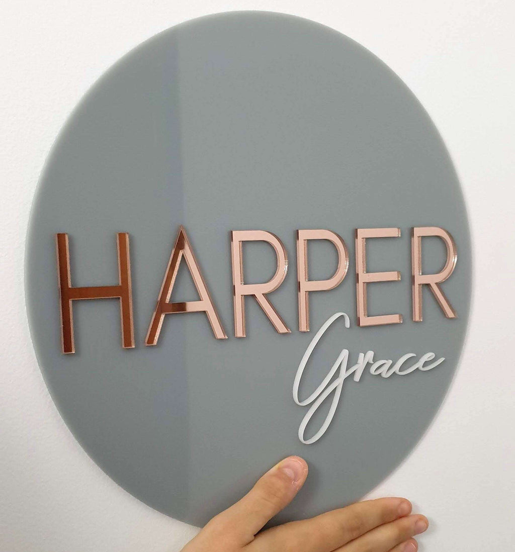 Round Two Name Plaque - Capital & Script FAME-ily Art