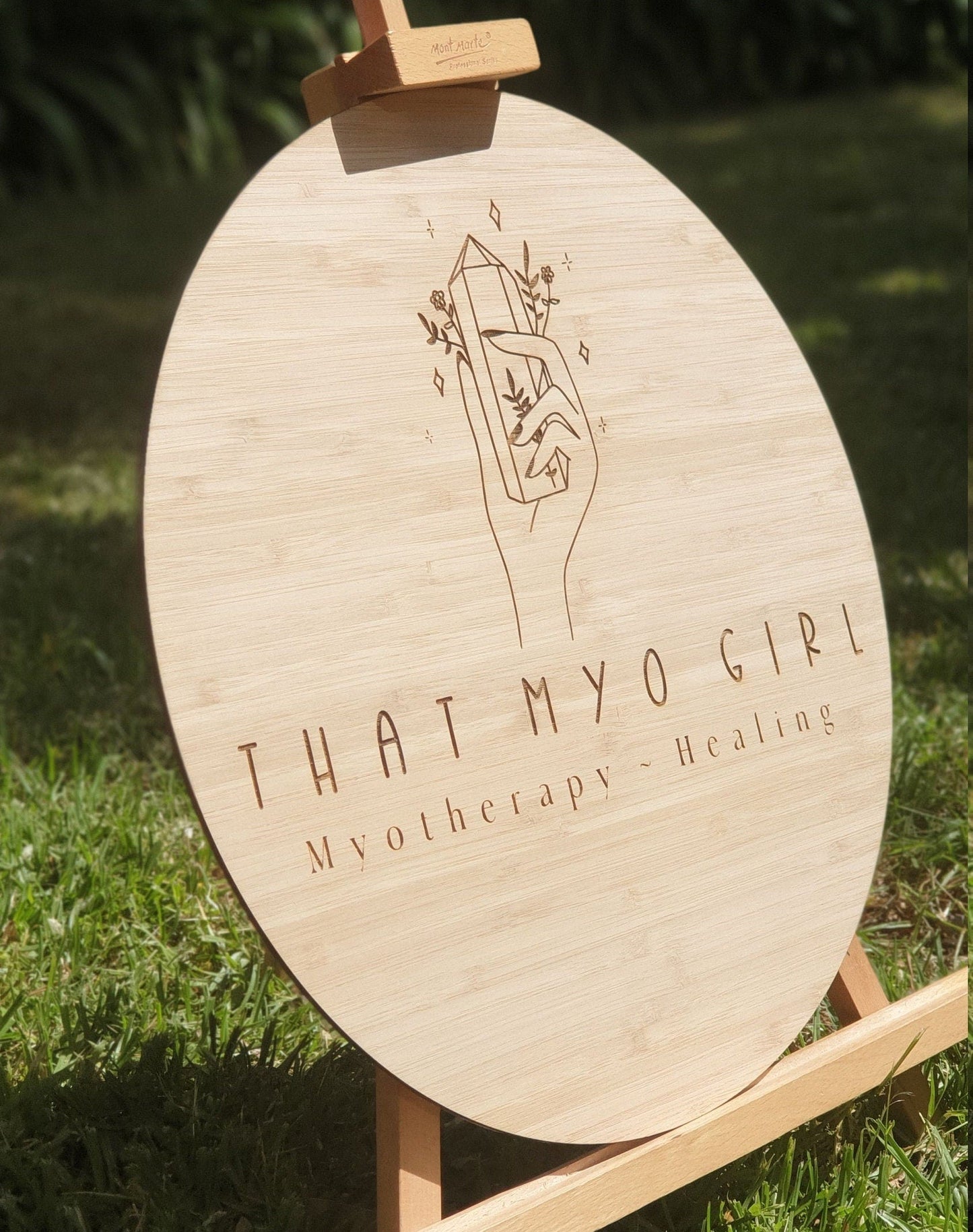 Bamboo Engraved and Acrylic Business Sign